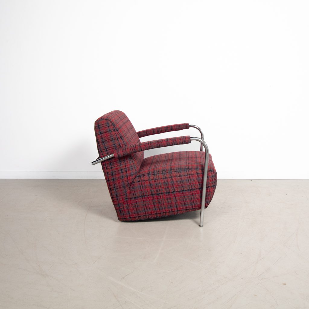 Leolux Scylla Laag Fauteuil Rood Geruit Stof - Image 2
