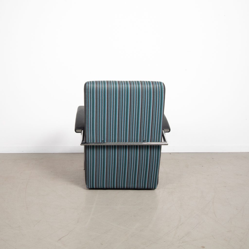 Leolux Scylla Hoog Fauteuil Turquoise Stof Grijs Leer - Image 2