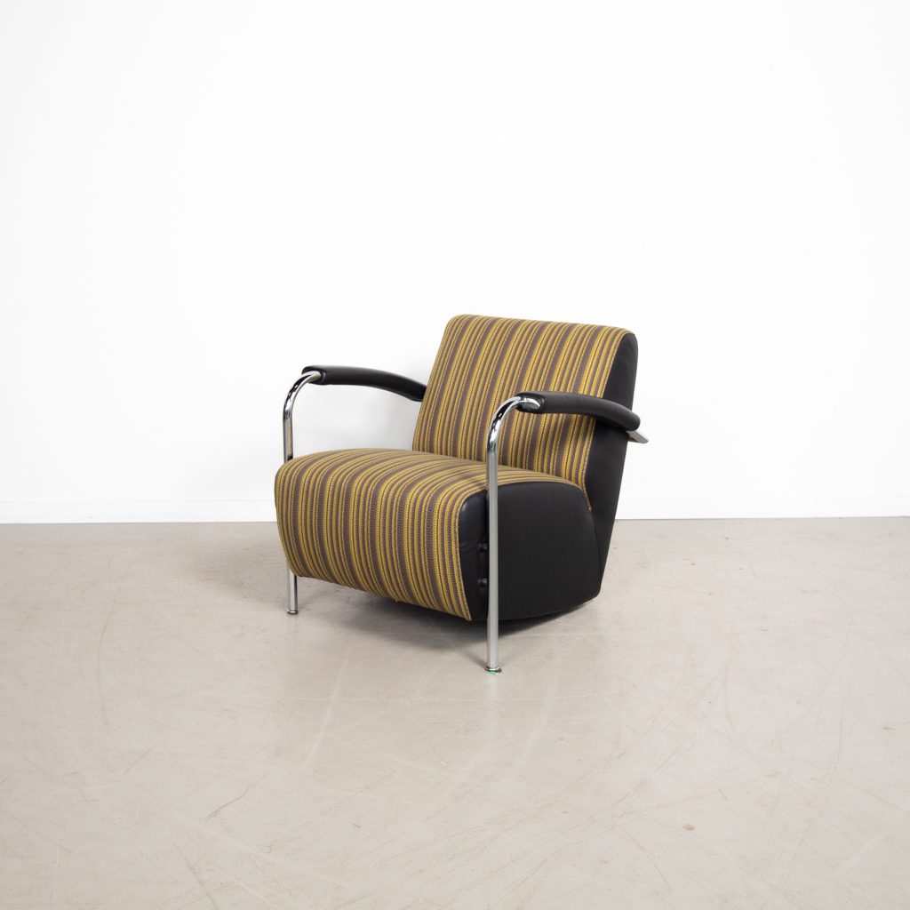 Leolux Scylla Laag Fauteuil Geel Gestreept Stof - Image 4