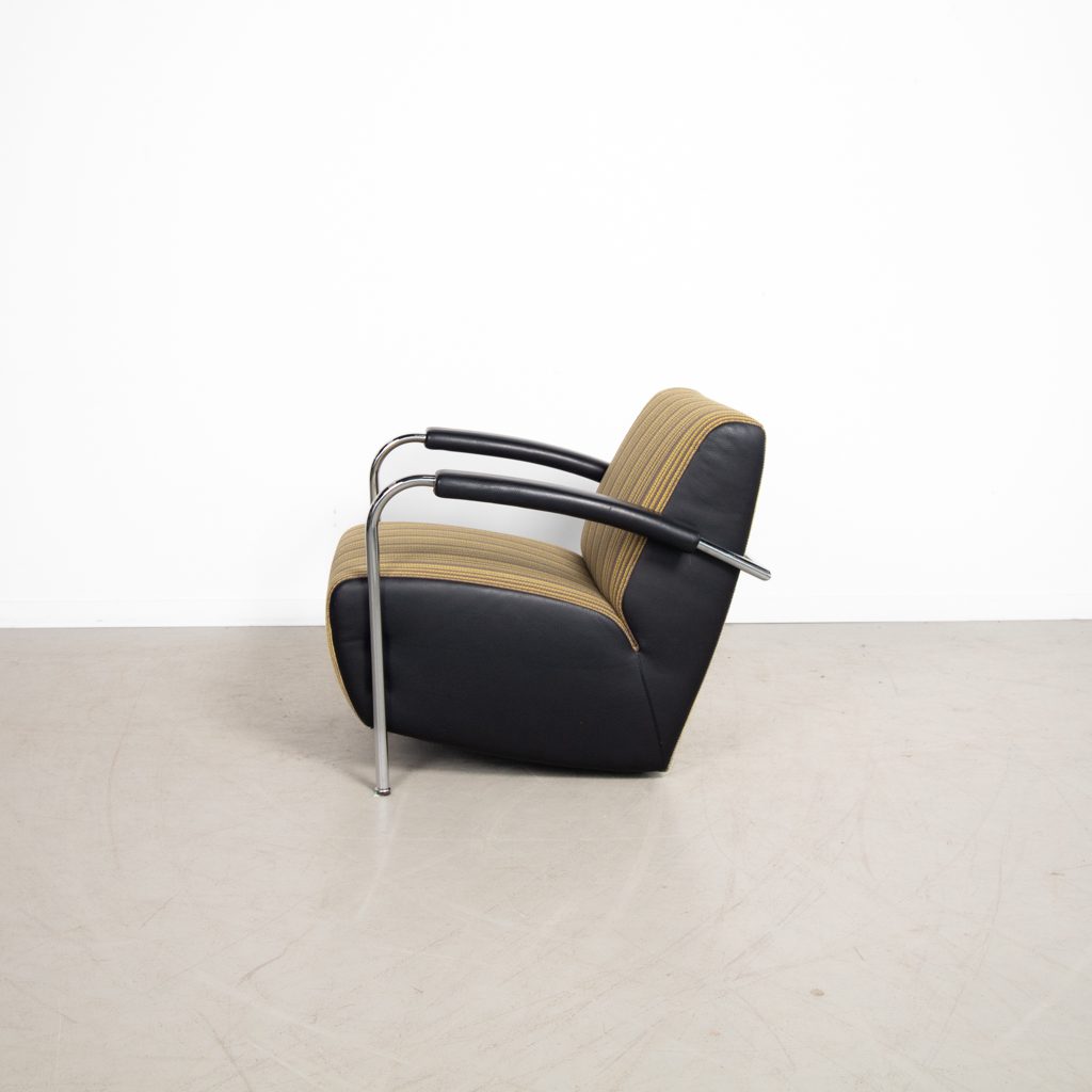 Leolux Scylla Laag Fauteuil Geel Gestreept Stof - Image 3