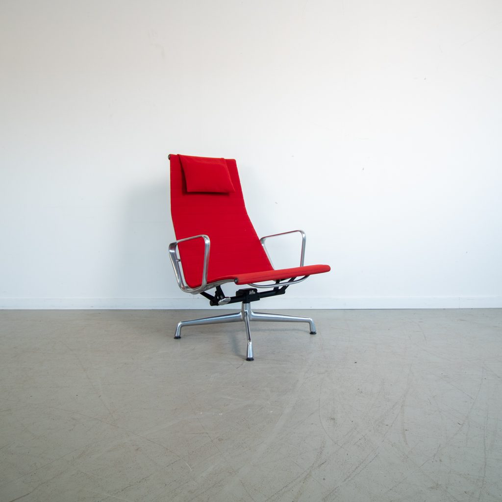 Vitra Eames EA 124 Fauteuil Rood Hopsak - Aluminium