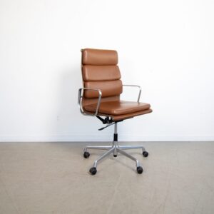 Vitra Eames EA 219 Bureaustoel Camel Leer - Aluminium